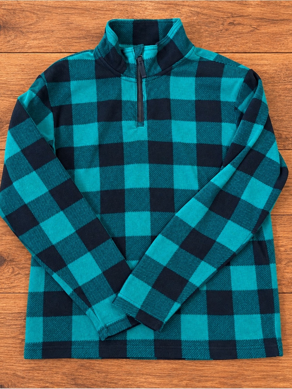 Boys green and black Buffalo Check Quarter-Zip Pullover